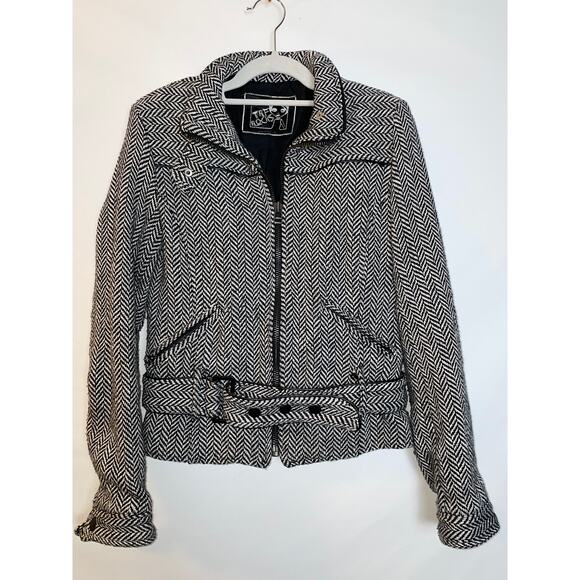 TRF Rocks Jacket - Size M - Snap Belt, Leather Trim, Edgy Design - By‎ ZARA - Picture 1 of 16